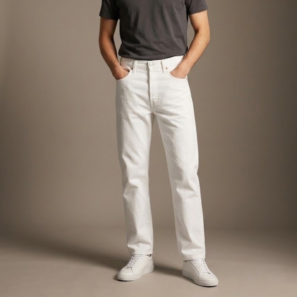 Levis Ribcage Straight Super High Rise White Denim Jeans 31x32 NEW Retails $87